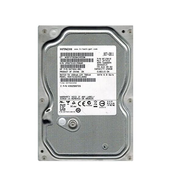 HDS721025CLA682 Hitachi Deskstar 7K1000.C 250GB 7200RPM SATA 6Gb/s 8MB Cache 3.5-inch Hard Drive
