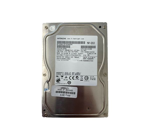 HDS721050CLA362 Hitachi DESKSTAR 7K1000.C 500GB 7200RPM 16MB Cache SATA 3Gb/s 3.5-inch Hard Drive
