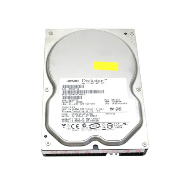 HDS721612PLAT80 Hitachi Deskstar 7K160 120GB 7200RPM ATA-133 8MB Cache 3.5-inch Hard Drive