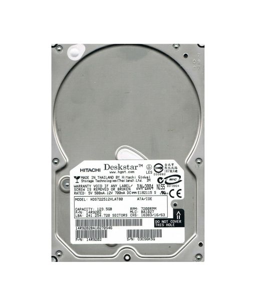 HDS722512VLAT80 Hitachi Deskstar 7K250 120GB 7200RPM IDE Ultra ATA/100 (ATA-6) 8MB Cache 3.5-inch Hard Drive