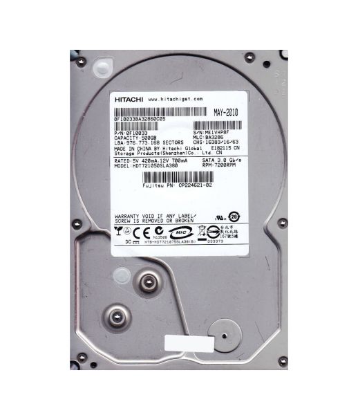 HDT721050SLA380 Hitachi Deskstar 7K1000.B 500GB 7200RPM SATA 3Gb/s 8MB Cache 3.5-inch Hard Drive