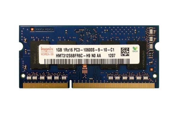 HMT312S6BFR6C-H9N0-AA Hynix 1GB PC3-10600 DDR3-1333MHz non-ECC Unbuffered CL9 SoDIMM Single-Rank Memory Module
