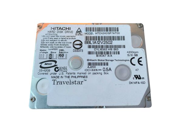 HTC424015F7AT00 Hitachi Travelstar C4K40 15GB 4200RPM ATA-100 2MB Cache 1.8-inch Hard Disk Drive