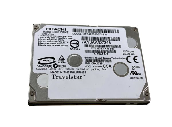 HTC426020G7CE10 Hitachi Treavelstar C4K60 20GB 4200RPM ATA-100 2MB Cache 1.8-inch Hard Disk Drive