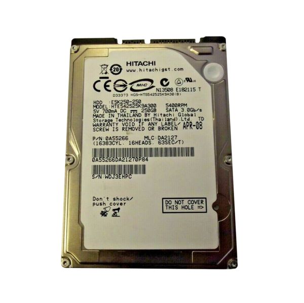 HTE542525K9A300 Hitachi Travelstar E7K250 250GB 5400RPM SATA 3GB/s 8MB Cache 2.5-inch Hard Disk Drive