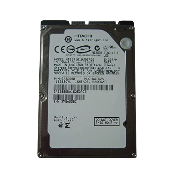 HTS541610J9SA00 Hitachi Travelstar 5K160 100GB 5400RPM SATA 1.5Gb/s 8MB Cache 2.5-inch Hard Drive