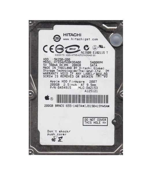HTS542520K9SA00 Hitachi TravelStar 200GB 5400RPM SATA 8MB Cache 7-Pin 2.5-inch Hard Drive