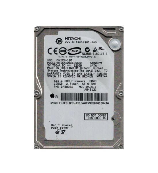 HTS543212L9SA02 Hitachi Travelstar 5K320 120GB 5400RPM SATA 1.5GB/s 8MB Cache 2.5-inch Hard Disk Drive