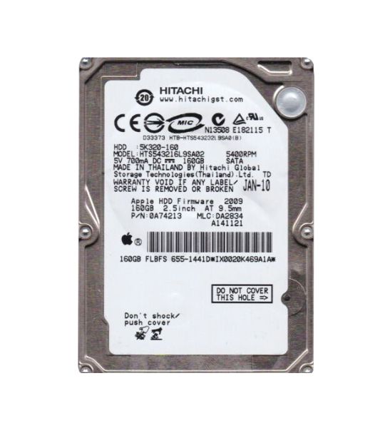 HTS543216L9SA02 Hitachi Travelstar 5K320 160GB 5400RPM SATA 1.5GB/s 8MB Cache 2.5-inch Hard Disk Drive