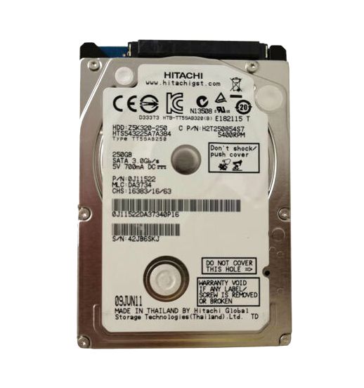 HTS543225A7A384 Hitachi Travelstar Z5K320 250GB 5400RPM SATA 3Gb/s 8MB Cache 2.5-inch Hard Drive