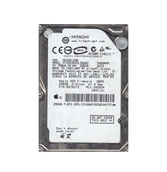 HTS543225L9SA02 Hitachi Travelstar 5K320 250GB 5400RPM SATA 1.5GB/s 8MB Cache 2.5-inch Hard Disk Drive