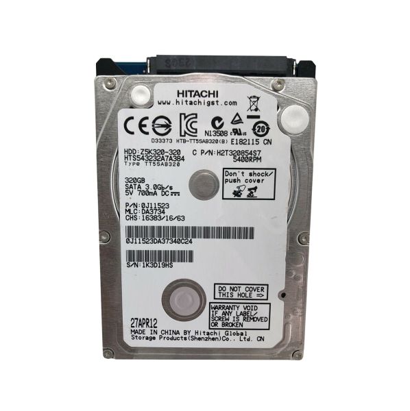 HTS543232A7A384 Hitachi Travelstar Z5K320 320GB 5400RPM SATA 3Gb/s 8MB Cache 2.5-inch Hard Drive