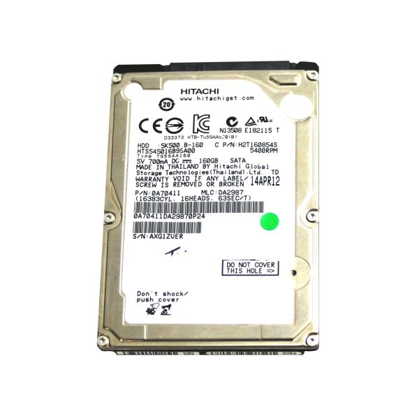 HTS545016B9SA00 Hitachi Travelstar 5K500.B 160GB 5400RPM SATA 1.5Gb/s 8MB Cache 2.5-inch Hard Drive