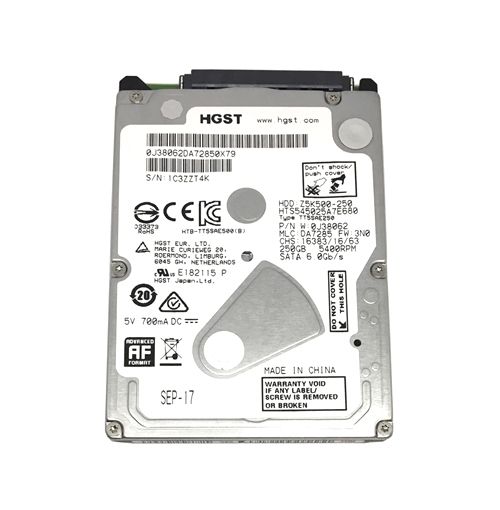 HTS545025A7E680 Hitachi Travelstar Z5K500 250GB 5400RPM SATA 6GB/s 8MB Cache 2.5-inch Hard Disk Drive