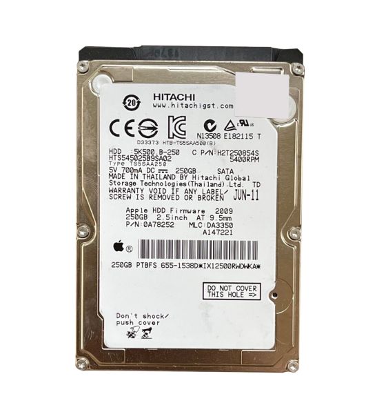 HTS545025B9SA02 Hitachi Travelstar 5K500.B 250GB 5400RPM SATA 1.5Gb/s 8MB Cache 2.5-inch Hard Drive
