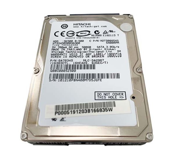 HTS545050B9A300 Hitachi TravelStar 5K500.B 500GB 5400RPM SATA 3Gb/s 8MB Cache 7-Pin 2.5-inch Hard Drive