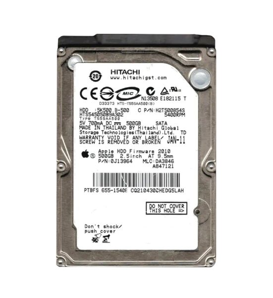 HTS545050B9A302 Hitachi Travelstar 5K500.B 500GB 5400RPM SATA 3GB/s 8MB Cache 2.5-inch Hard Disk Drive