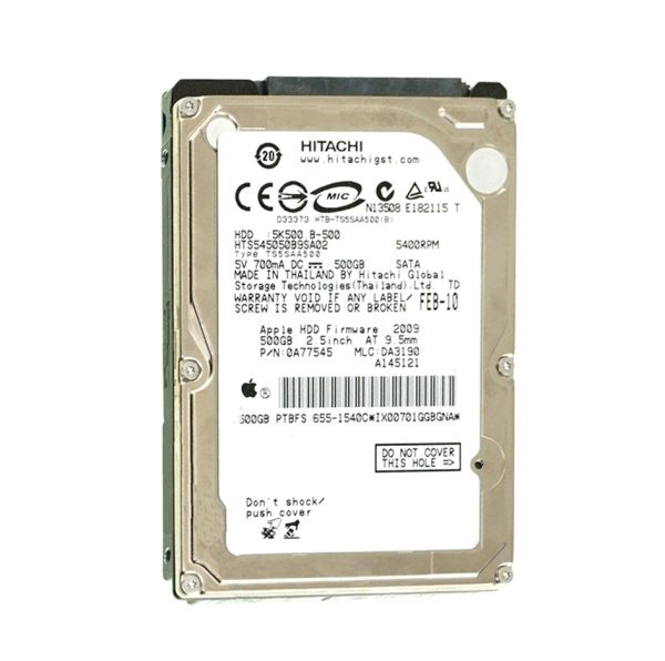 HTS545050B9SA02 Hitachi Travelstar 500GB 5400RPM SATA 1.5Gb/s 8MB Cache 2.5-inch Hard Drive