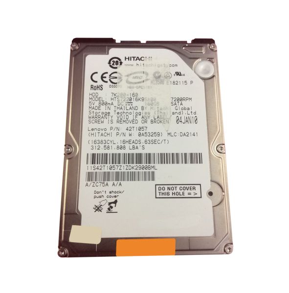 HTS722016K9SA00 Hitachi Travelstar 7K200 160GB 7200RPM SATA 1.5Gb/s 16MB Cache 2.5-inch Hard Drive