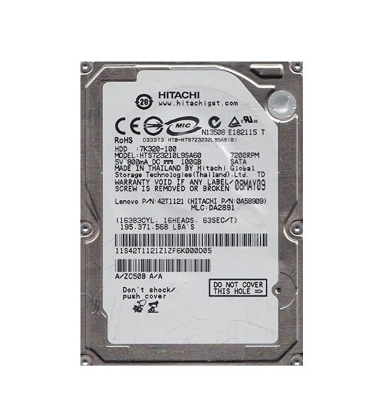 HTS723210L9SA60 Hitachi Travelstar 7K320 100GB 7200RPM SATA 1.5Gb/s 16MB Cache 2.5-inch Hard Drive