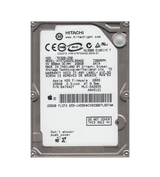 HTS723225L9SA62 Hitachi Travelstar 7K320 250GB 7200RPM SATA 1.5GB/s 16MB Cache 2.5-inch Hard Disk Drive