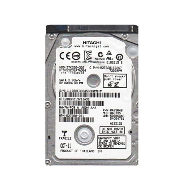 HTS723232A7A364 Hitachi Travelstar Z7K320 320GB 7200RPM SATA 3GB/s 16MB Cache 2.5-inch Hard Disk Drive