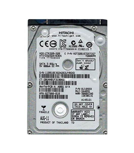 HTS723232A7A365 Hitachi Travelstar Z7K320 320GB 7200RPM SATA 3GB/s 16MB Cache 2.5-inch Hard Disk Drive