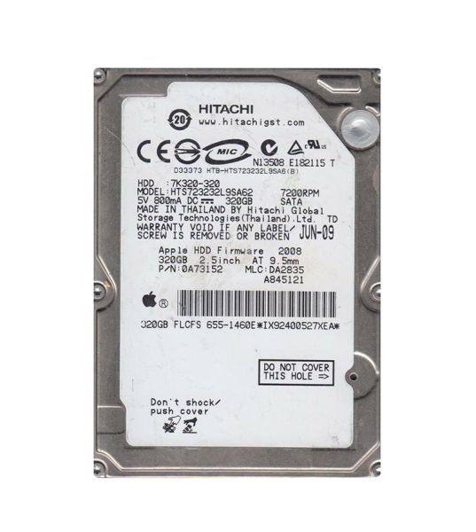 HTS723232L9SA62 Hitachi Travelstar 7K320 320GB 7200RPM SATA 3GB/s 16MB Cache 2.5-inch Hard Disk Drive