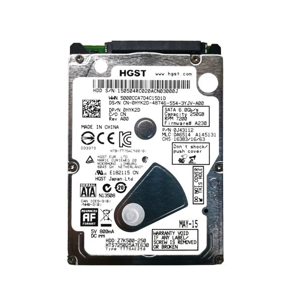 HTS725025A7E630 Hitachi Travelstar Z7K500 250GB 7200RPM SATA 6GB/s 32MB Cache 2.5-inch Hard Disk Drive