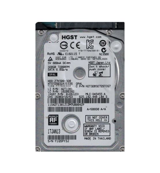 HTS725032A7E635 Hitachi Travelstar Z7K500 320GB 7200RPM SATA 6Gb/s 32MB Cache 7MM 2.5-inch Hard Drive