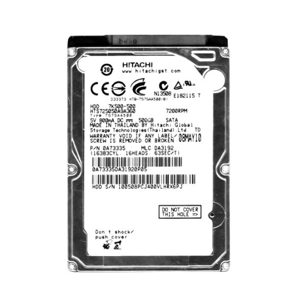 HTS725050A9A360 Hitachi Travelstar 7K500 500GB 7200RPM SATA 3Gb/s 16MB Cache 2.5-inch Hard Drive