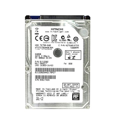 HTS727564A9E364 Hitachi Travelstar 7K750 640GB 7200RPM SATA 3GB/s 16MB Cache 2.5-inch Hard Disk Drive