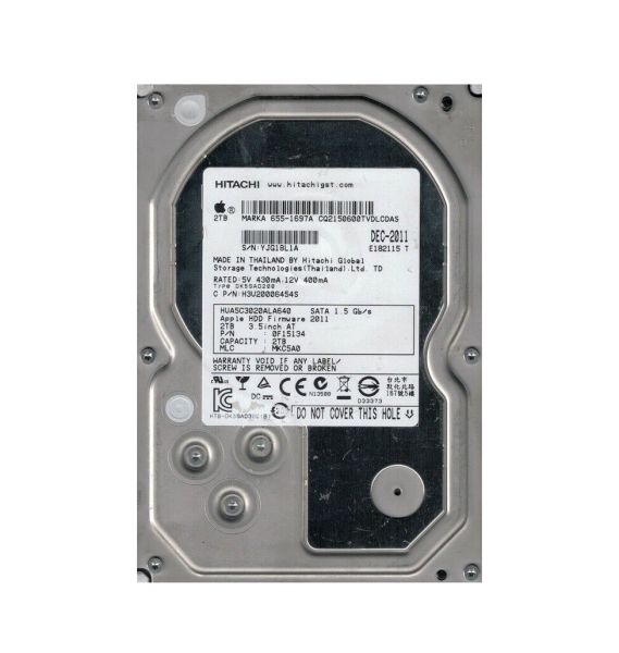 HUA5C3020ALA640 Hitachi Ultrastar 5K3000 2TB 5400RPM SATA 6GB/s 64MB Cache 3.5-inch Hard Disk Drive