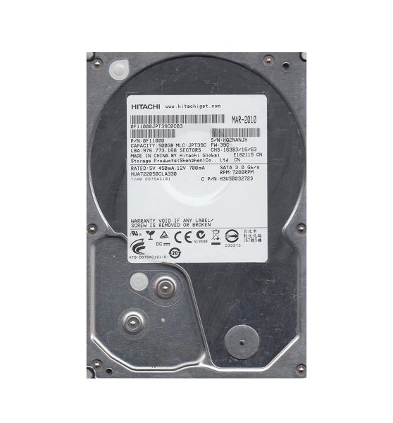 HUA722050CLA330 Hitachi Ultrastar A7K2000 500GB 7200RPM SATA 3GB/s 32MB Cache 3.5-inch Hard Disk Drive