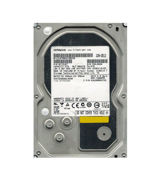 HUA723020ALA640 Hitachi Ultrastar 7K3000 2TB 7200RPM SATA 6GB/s 64MB Cache 3.5-inch Hard Disk Drive