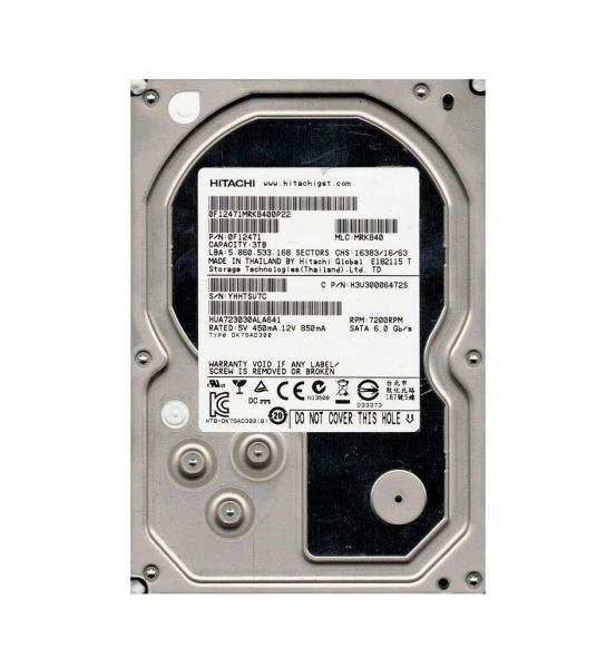 HUA723030ALA641 Hitachi Ultrastar 7K3000 3TB 7200RPM SATA 6GB/s 64MB Cache 3.5-inch Hard Disk Drive