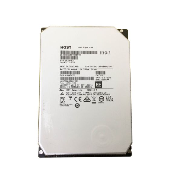 HUH728080ALE601 Hitachi Ultrastar He8 8TB 7200RPM SATA 6GB/s 128MB Cache (BDE) 3.5-inch Hard Disk Drive