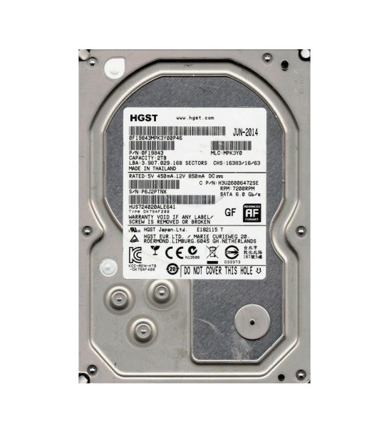 HUS724020ALE641 Hitachi Ultrastar 7K4000 2TB 7200RPM SATA 6GB/s 64MB Cache 3.5-inch Hard Disk Drive