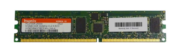 HYMD264G726DF4N-J Hynix 512MB DDR-333MHz PC2700 ECC Registered CL2 184-Pin DIMM 2.5V Memory Module
