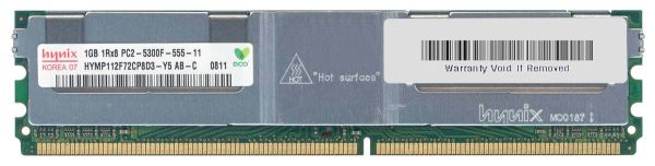HYMP112F72CP8D3-Y5 Hynix 1GB DDR2-667MHz PC2-5300 Fully Buffered CL5 240-Pin DIMM 1.8V Single Rank Memory Module