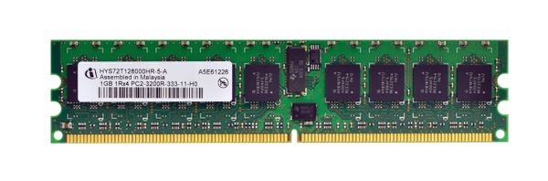 HYS72T128000HR-5-A Hynix 1GB DDR2-400MHz PC2-3200 ECC Registered CL3 240-Pin DIMM 1.8V Single Rank Memory Module