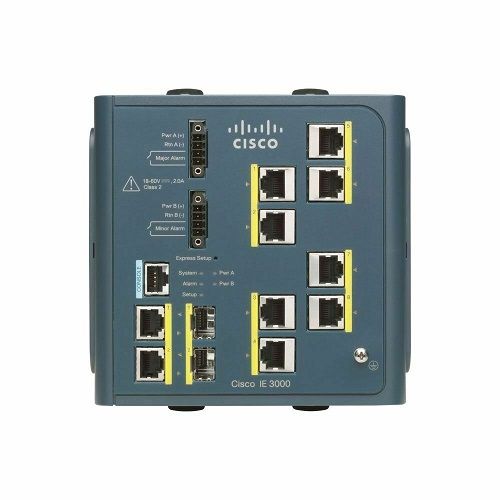 IE-3000-8TC Cisco Industrial Ethernet 3000 Series RJ-45 8 x Ports 10/100Base-TX + 2 x combo Gigabit SFP Layer 2 managed DIN rail mountable Fast Ethernet Switch