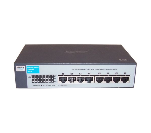 J9077-60001 HP ProCurve 1400-8G 8xPorts 10/100/1000Base-T LAN Layer-2 Unmanaged Gigabit Ethernet Network Switch
