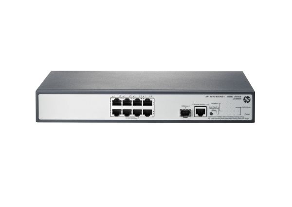 JG349A#ACD HP ProCurve 1910 Series 1910-8G-PoE+ 8 x Ports PoE+ 10/100/1000Base-T + 1 x SFP (mini-GBIC) Port Layer 3 Managed 1U Rack-mountable Gigabit Ethernet Network Switch
