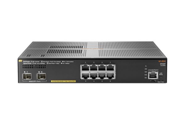 JL258-60101 HP Aruba 2930F 8G PoE+ 2SFP+ 8 x RJ-45 Ports PoE+ 10/100/1000Base-T + 2 x SFP+ Ports Layer 3 Managed Rack-mountable Gigabit Ethernet Network Switch
