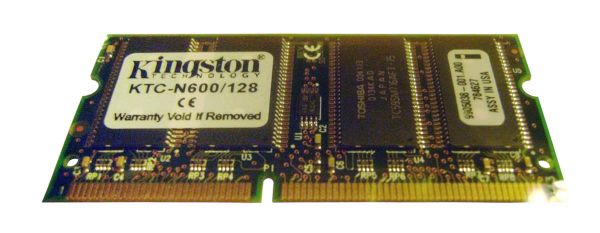 KTC-N600/128 Kingston Technology 128MB 133MHz PC133 non-ECC Unbuffered CL3 144-Pin SoDimm 3.3V Memory Module