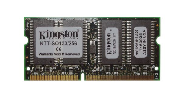 KTC-SO133/256 Kingston Technology 256MB 133MHz PC133 non-ECC Unbuffered CL3 144-Pin SoDimm 3.3V Memory Module