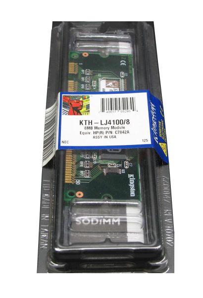 KTH-LJ4100/8 Kingston Technology 8MB 100MHz PC100 non-ECC Unbuffered CL2 100-Pin SoDimm 3.3V Memory Module
