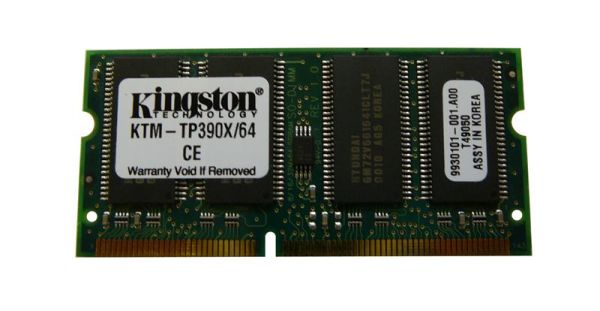 KTM-TP390X/64 Kingston Technology 64MB 100MHz PC100 non-ECC Unbuffered CL2 144-Pin SoDimm 3.3V Memory Module
