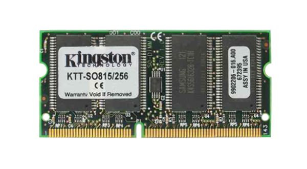 KTT-SO815/256 Kingston Technology 256MB 100MHz PC100 non-ECC Unbuffered CL2 144-Pin SoDimm 3.3V Memory Module